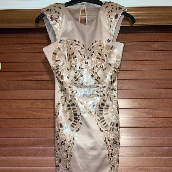 knee length dresses for ladies Rent Karen Millen Green Cutwork Volume Sleeve Woven Mini Dress main image 1